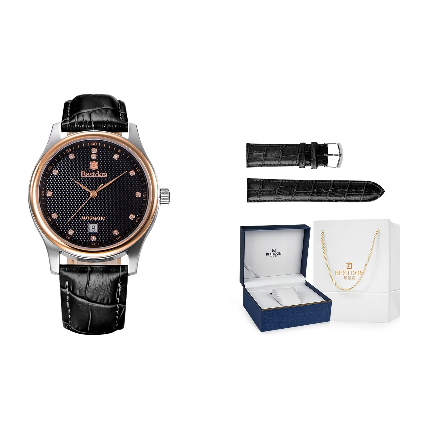 Bestdon Automatic Mechanical Movement Watch Men's Watches Black Dial