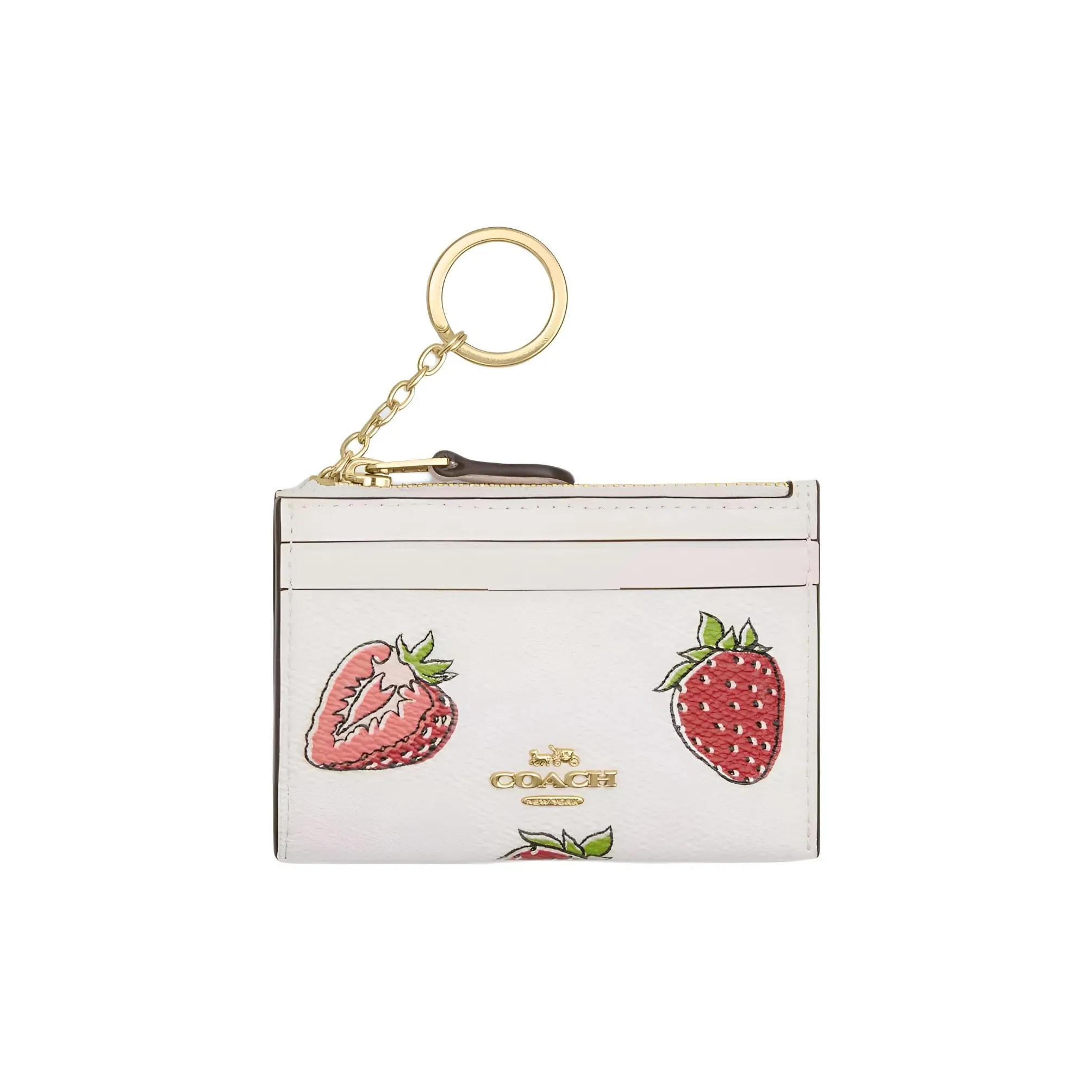 COACH Skinny Id Case Printed Покрытый холст Картхолдер Мини Женские Белый