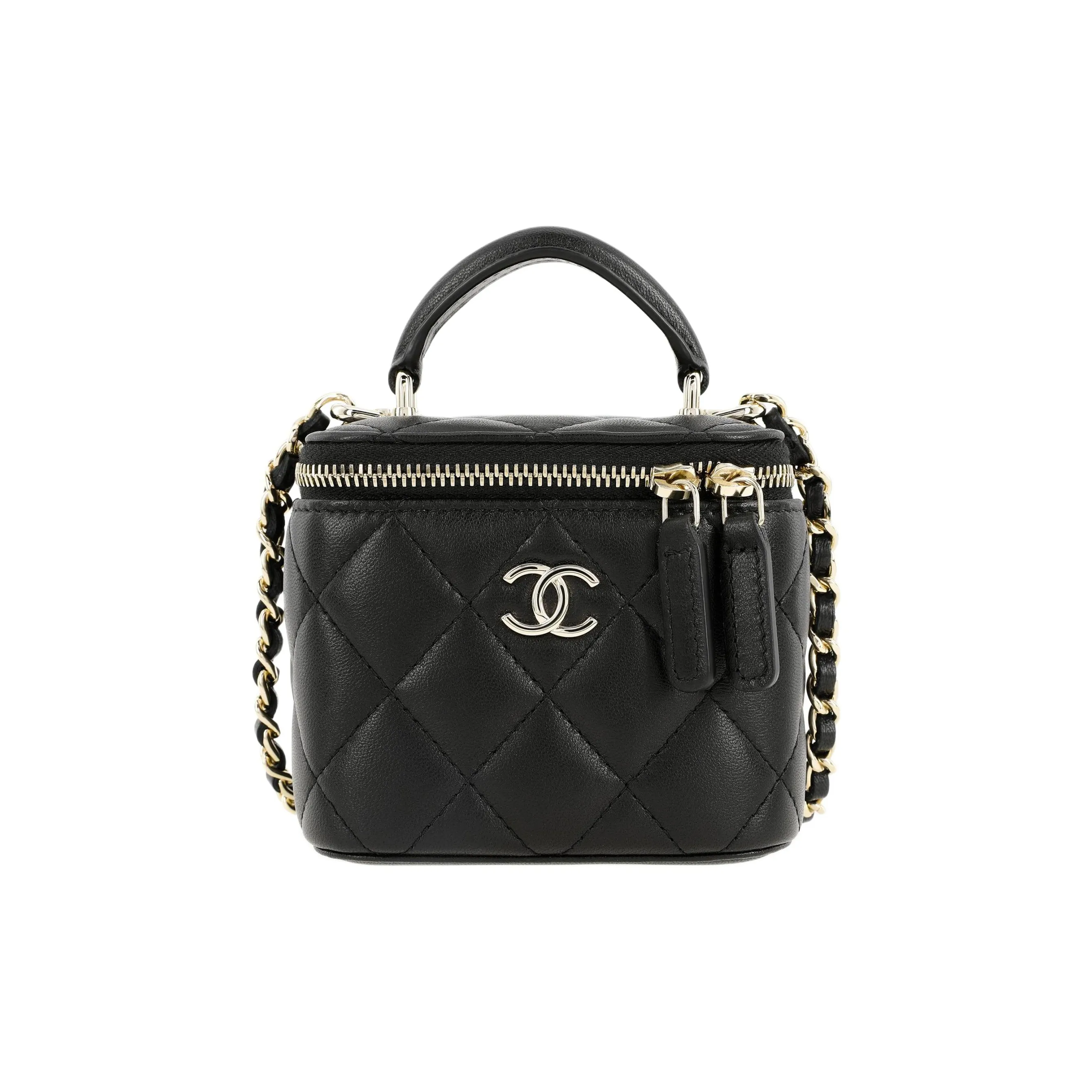 CHANEL Sheepskin Box Bag, Makeup Bag, Handbag, Shoulder Bag, Crossbody Bag Women's Black