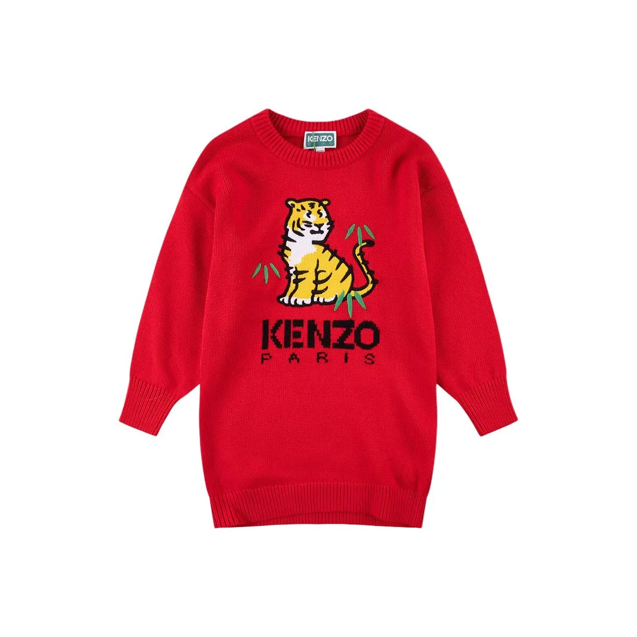 KENZO Длинное платье с длинными рукавами красного цвета для детей