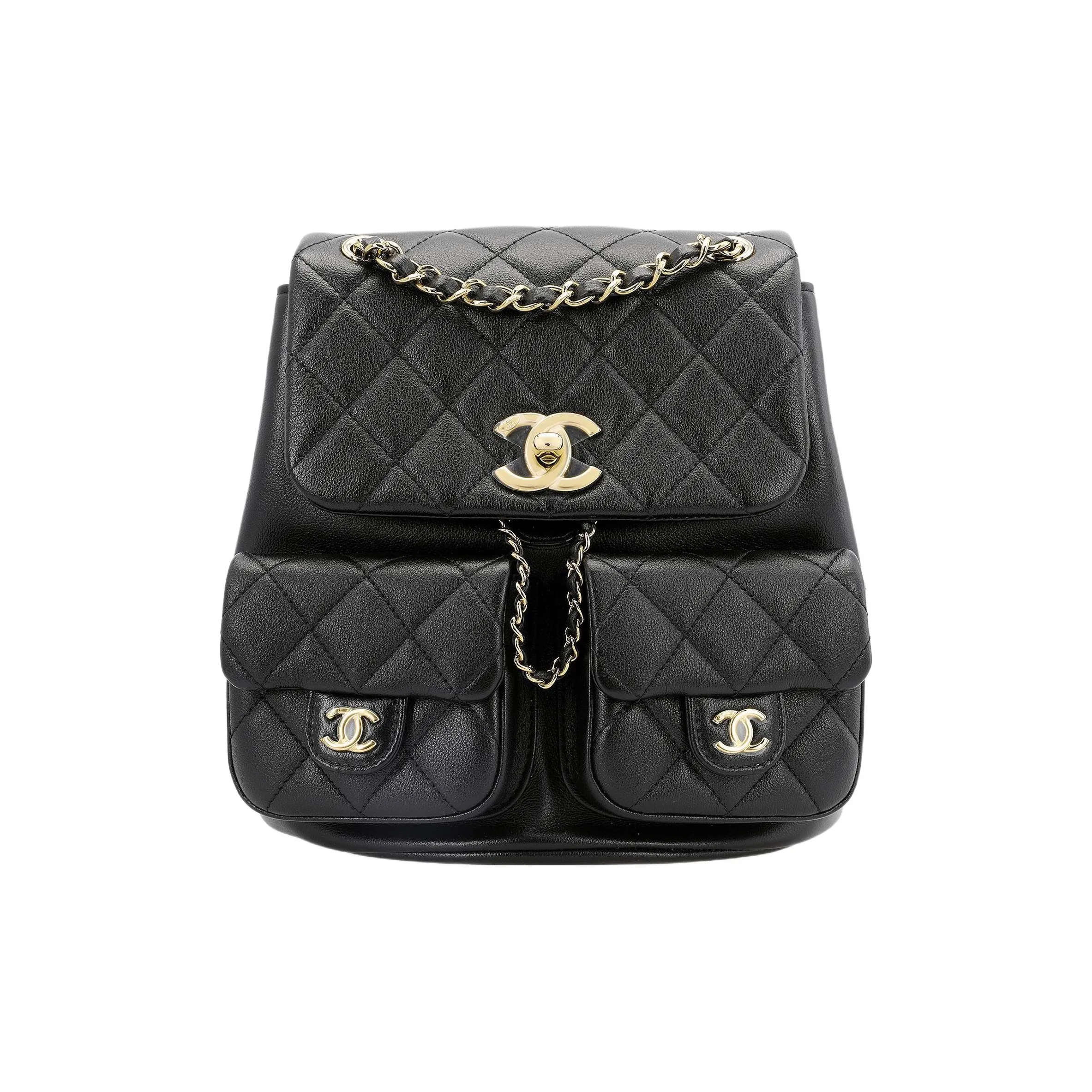 CHANEL Duma Calfskin Backpack Medium Size Women's Black