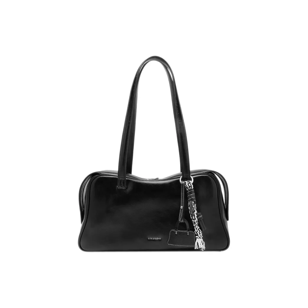 Tanita West Коровья кожа Бостонская сумка Сумка через плечо Большая Женская Черная