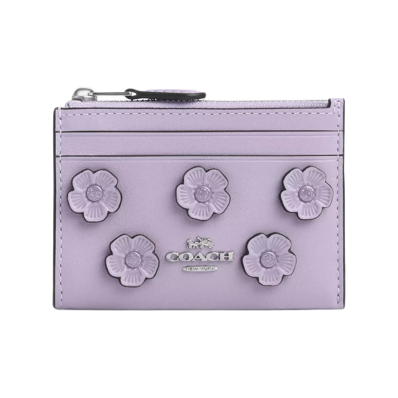COACH Skinny Id Case Гладкая кожа Картхолдер Мини Женский Светло-фиолетовый