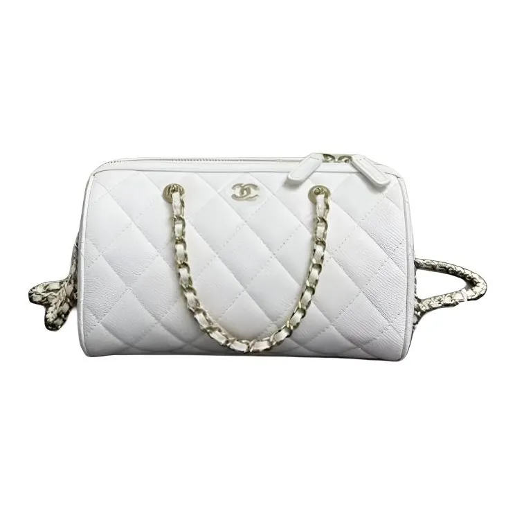 CHANEL Litchi Grain Cow Leather Shoulder Bag, Crossbody Bag, Handbag Trumpets Women's White