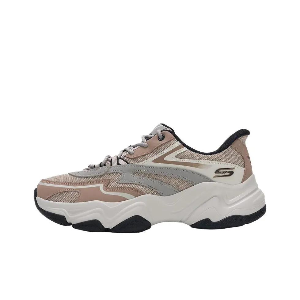 Skechers BOBS Sport Устойчивые к истиранию Низкие Беговые кроссовки Мужские Белый-Коричневый