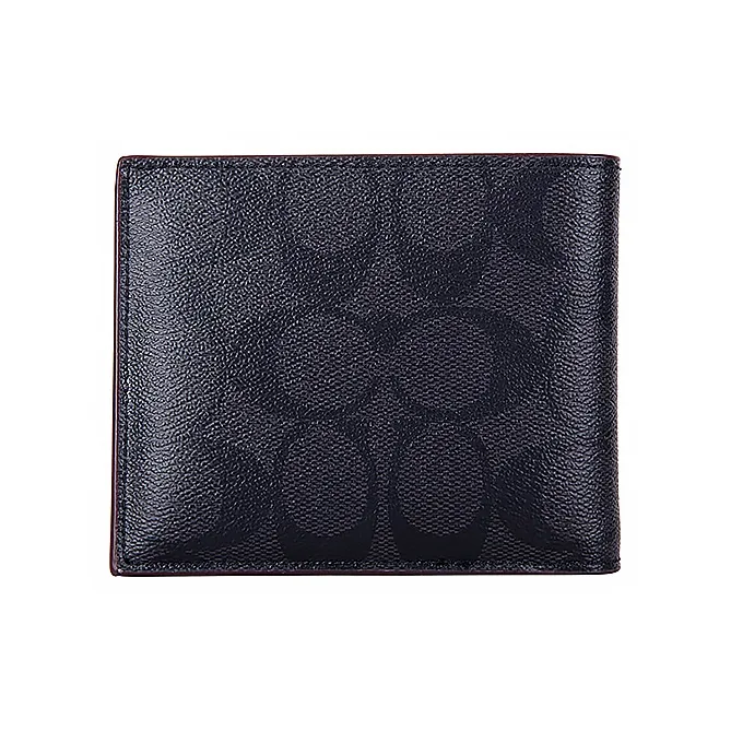 COACH 3 IN 1 Wallet Leather 3 in 1 Wallet Men's Black Gray