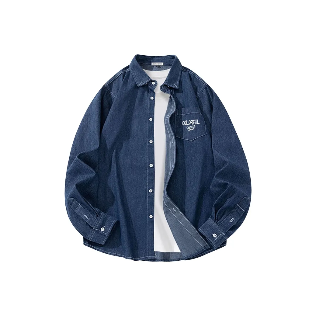 Colorful Creations Деним Длинный Рукав Рубашка Унисекс