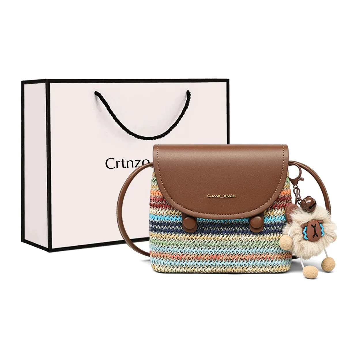 Crtnzo Kroez Вязаные ткани синтетическая кожа чехол для телефона сумка через плечо женский радужный