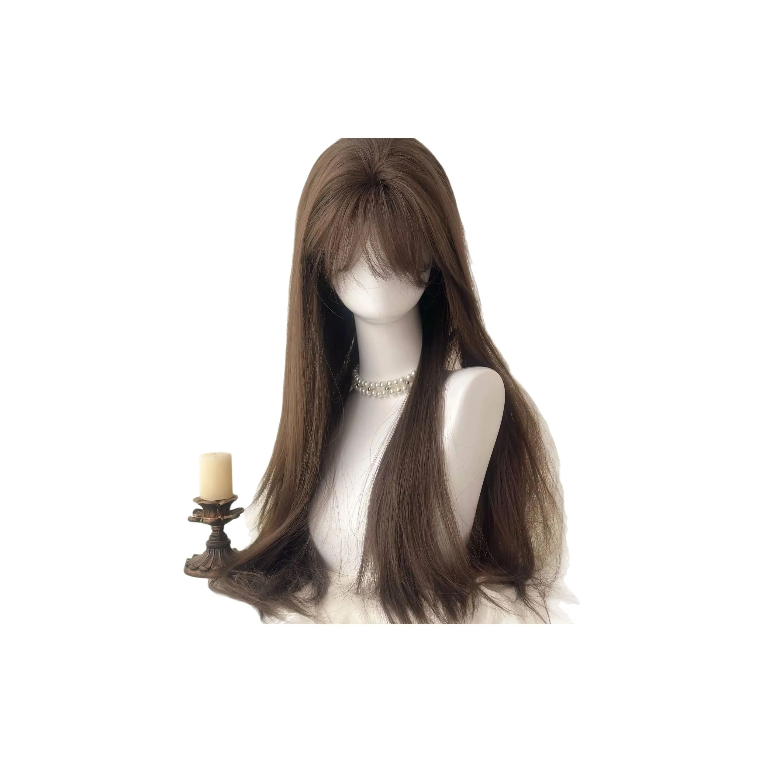 Gentle Welcome Кокосовое молоко Перука Сладкий стиль Молочно-чайный Легкий обрезок Полная перука