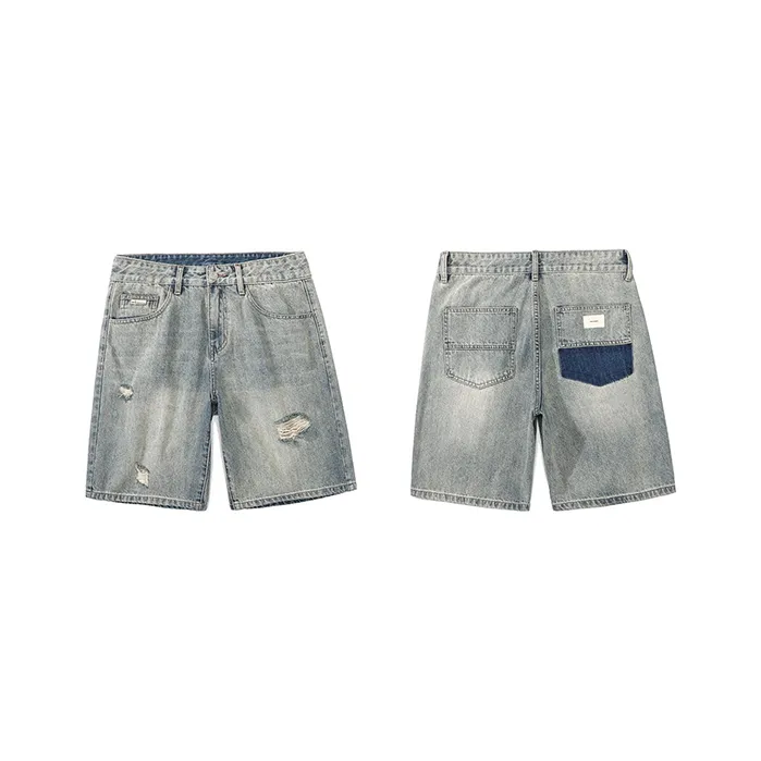 GDRG Синий [Состаривание Стиль] ✪✪✪✪✪ Унисекс Джинсовые шорты