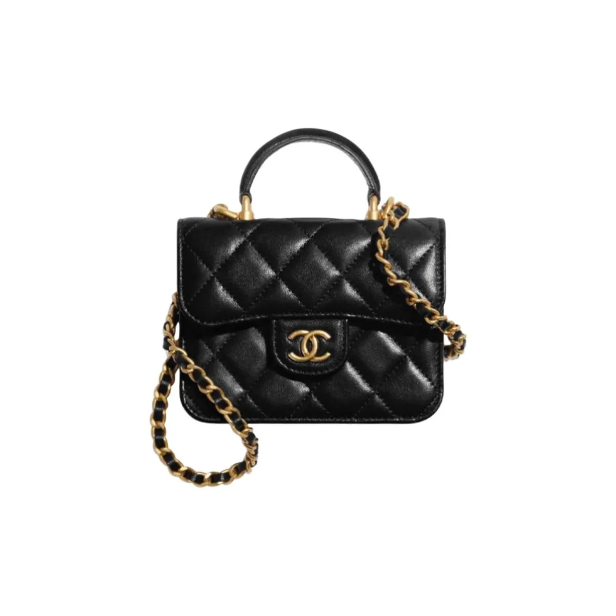 CHANEL Sheepskin Flap Bag Handbag, Shoulder Bag, Crossbody Bag Mini Women's Black