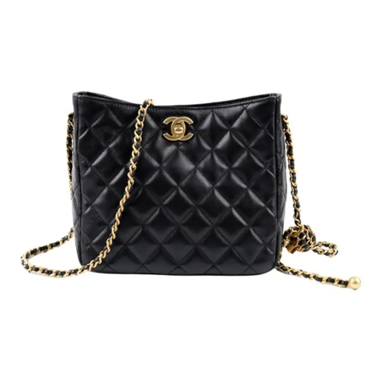 CHANEL Lambskin Hobo Bag, Tote Bag, Shopping Bag, Shoulder Bag, Crossbody Bag Women's Black