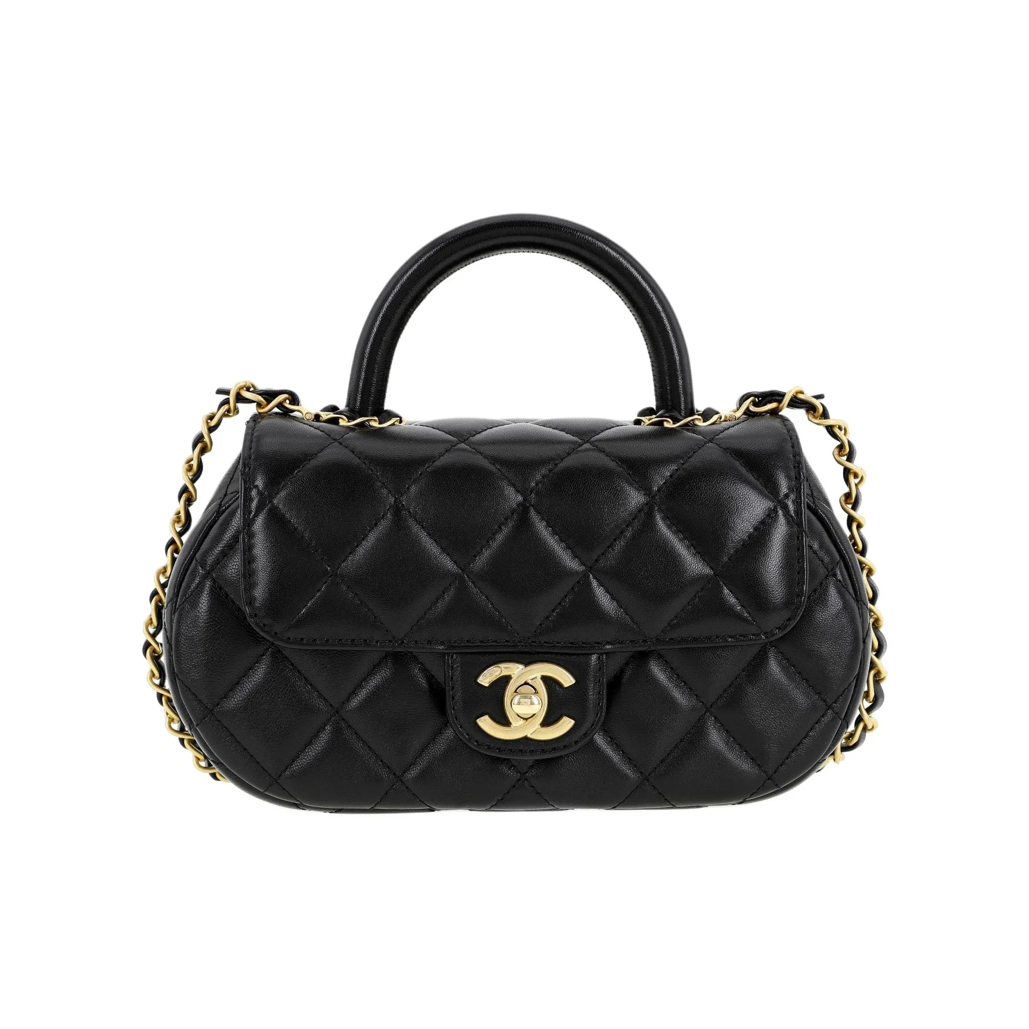CHANEL Sheepskin Shoulder Bag, Crossbody Bag, Handbag Medium Size Women's Black