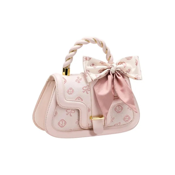 Jade En Plus PU Handbag Medium Size Women's Pink/Frosted Pink/Snow Pear White