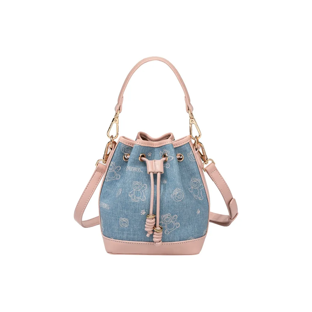 Disney Strawberry Bear Series PVC Сумка-ведро Через плечо Сумка на одно плечо Женская Розовая Деним Синий
