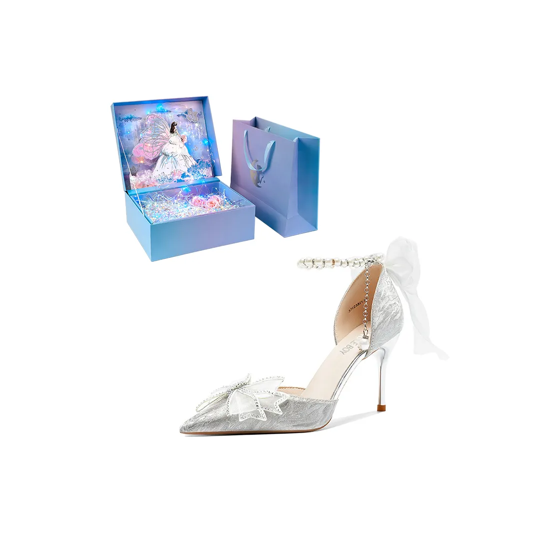 ANGEL BOY Узкий каблук Высокие каблуки Женские Серебряные