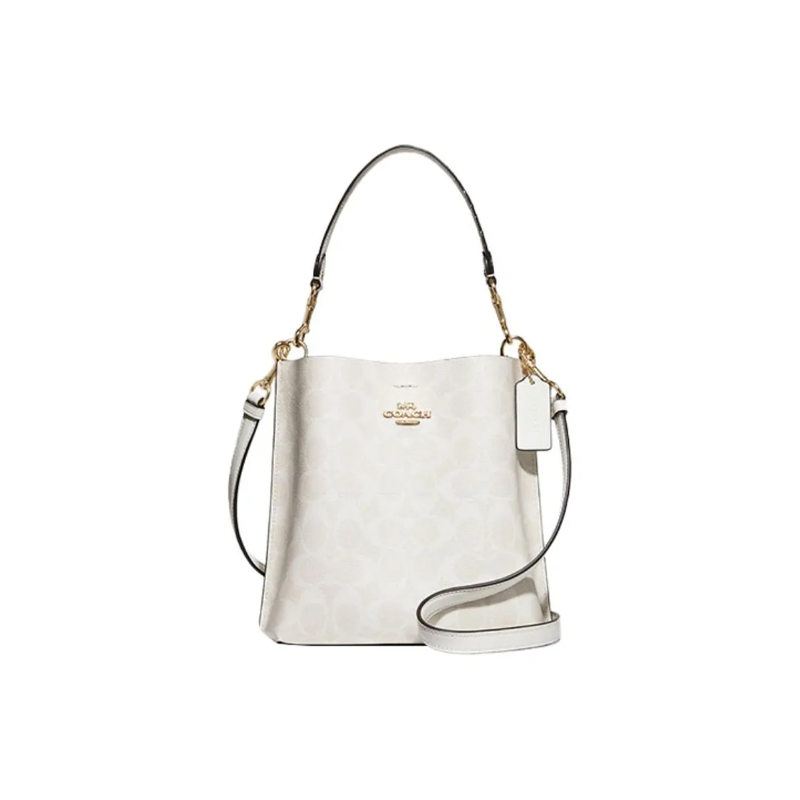 COACH Mollie Artificial Leather Bucket Bag Handbag Shoulder Bag Crossbody Bag Small Size Women's Chalk White