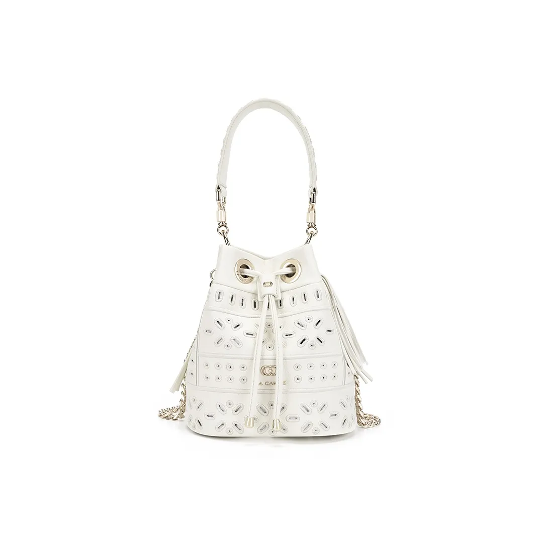 La Carrie ПУ (полиуретан) Сумка-ведро Сумка на плечо Женская Белая