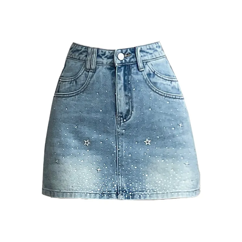 Garbege Светло-синяя короткая юбка, женские джинсовые короткие юбки