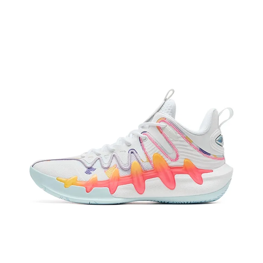 XTEP Амортизация Противоскользящее покрытие Низкий топ Баскетбольные кроссовки Мужские Белый Оранжевый