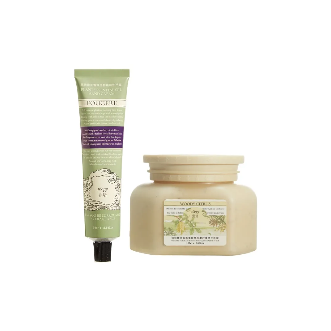 Roopy Альфа-гидроксикислоты Скраб+Крем для рук Аромат Киш Аромат Мягкая кожа Шампунь и Кондиционер Набор