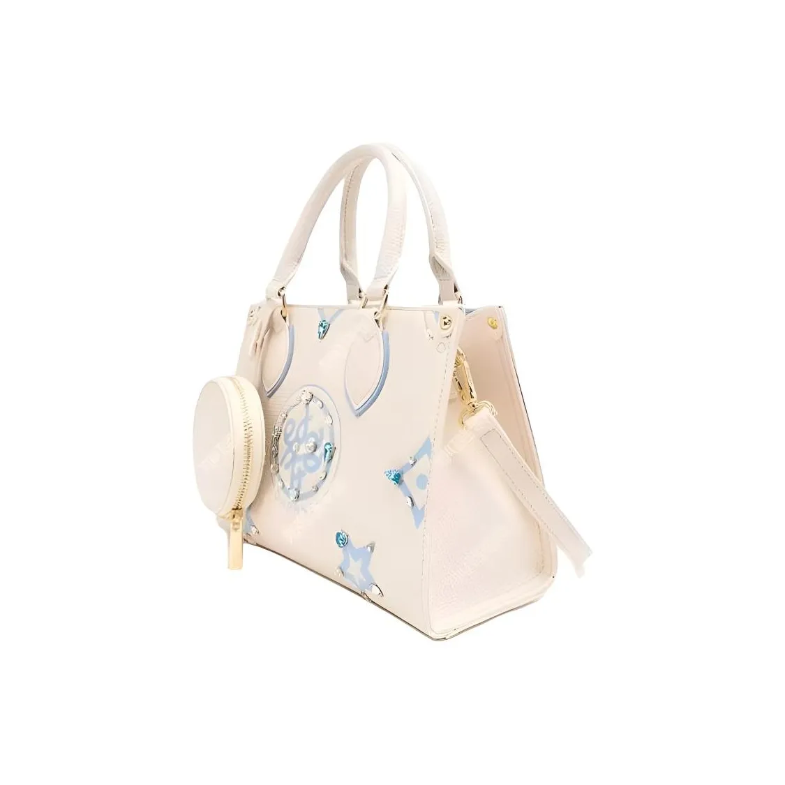 DAPHNE ПУ (полиуретан) Сумка-тоут Сумка для покупок Сумка через плечо Сумка среднего размера Женская Белая и Синяя