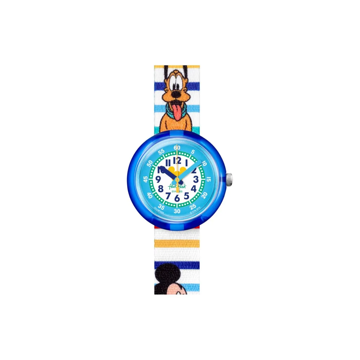 SWATCH Flik Flak Feifei Series Кварцевый механизм Детские часы 31,85 мм Синий циферблат Полимерные корпусы Текстильный ремешок