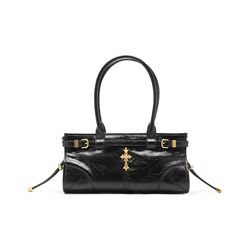 Ed Hardy Classic Series Коровья кожа Сумка Средний Женский Черный Слоновая серый