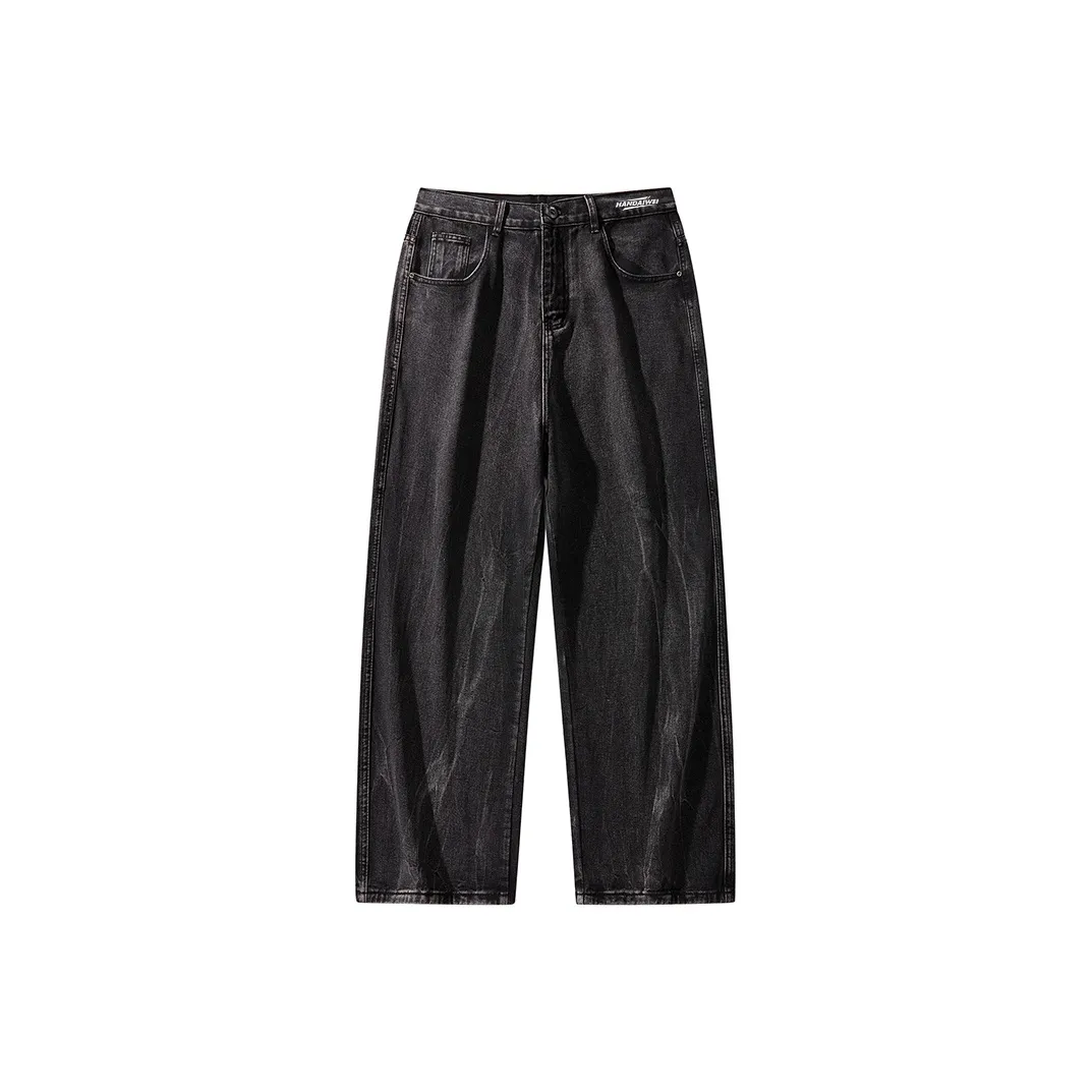HANDAIWEI Мытый камень серый унисекс джинсы