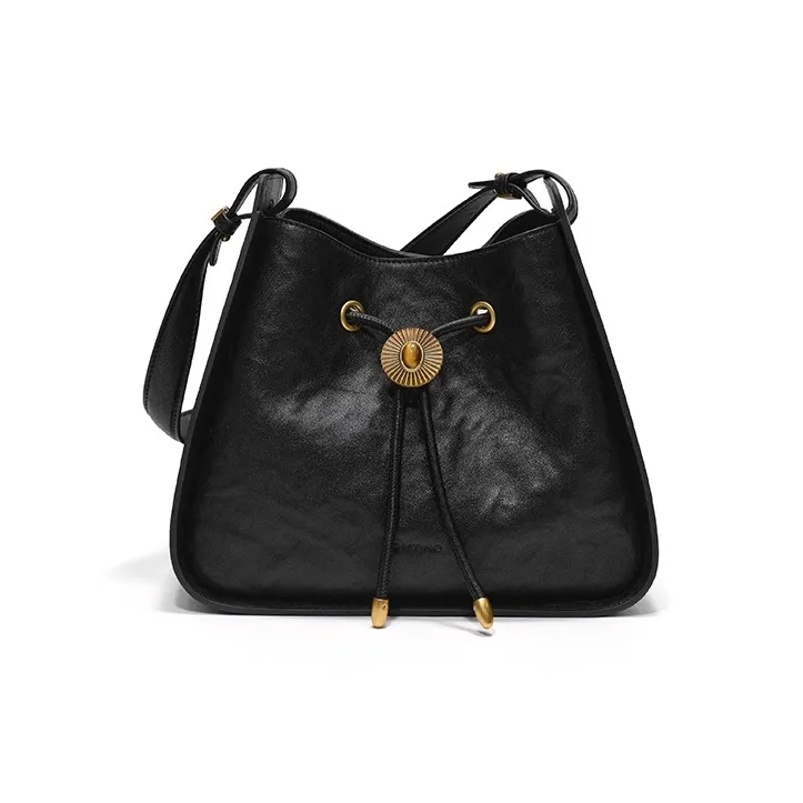 Simedin Сумка через плечо из коровьей кожи женская глубокий черный экрю туманно-синий