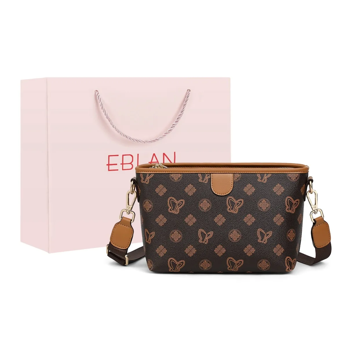 EBLAN Сумка через плечо из синтетической кожи ведрообразная сумка стандартная женская кофейного цвета