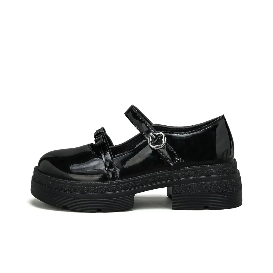 Warrior Грубый каблук Туфли Мэри Джейн Женские Черный