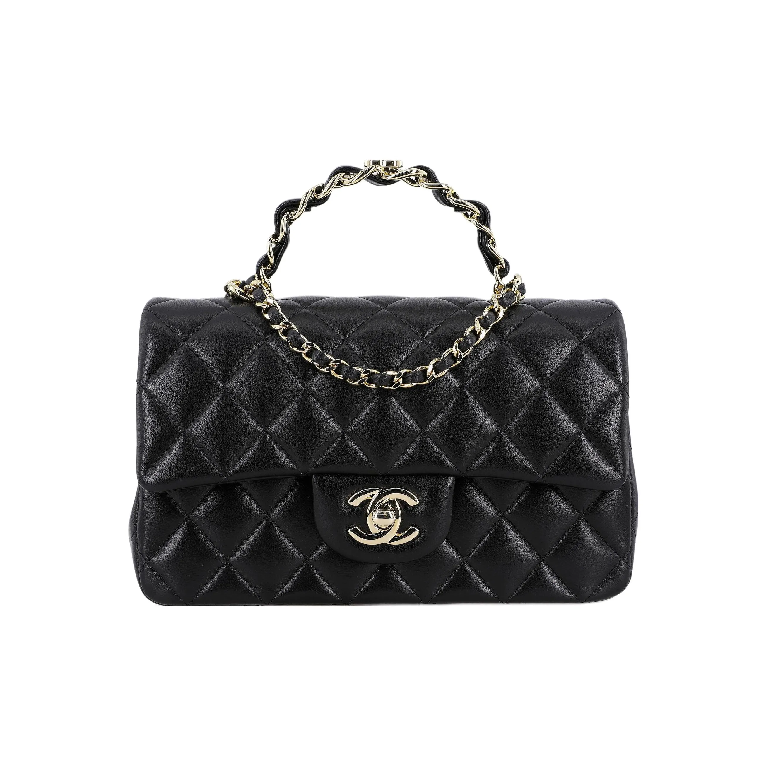 CHANEL Classic Flap CF Sheepskin Handbag, Shoulder Bag, Crossbody Bag Mini Women's Black