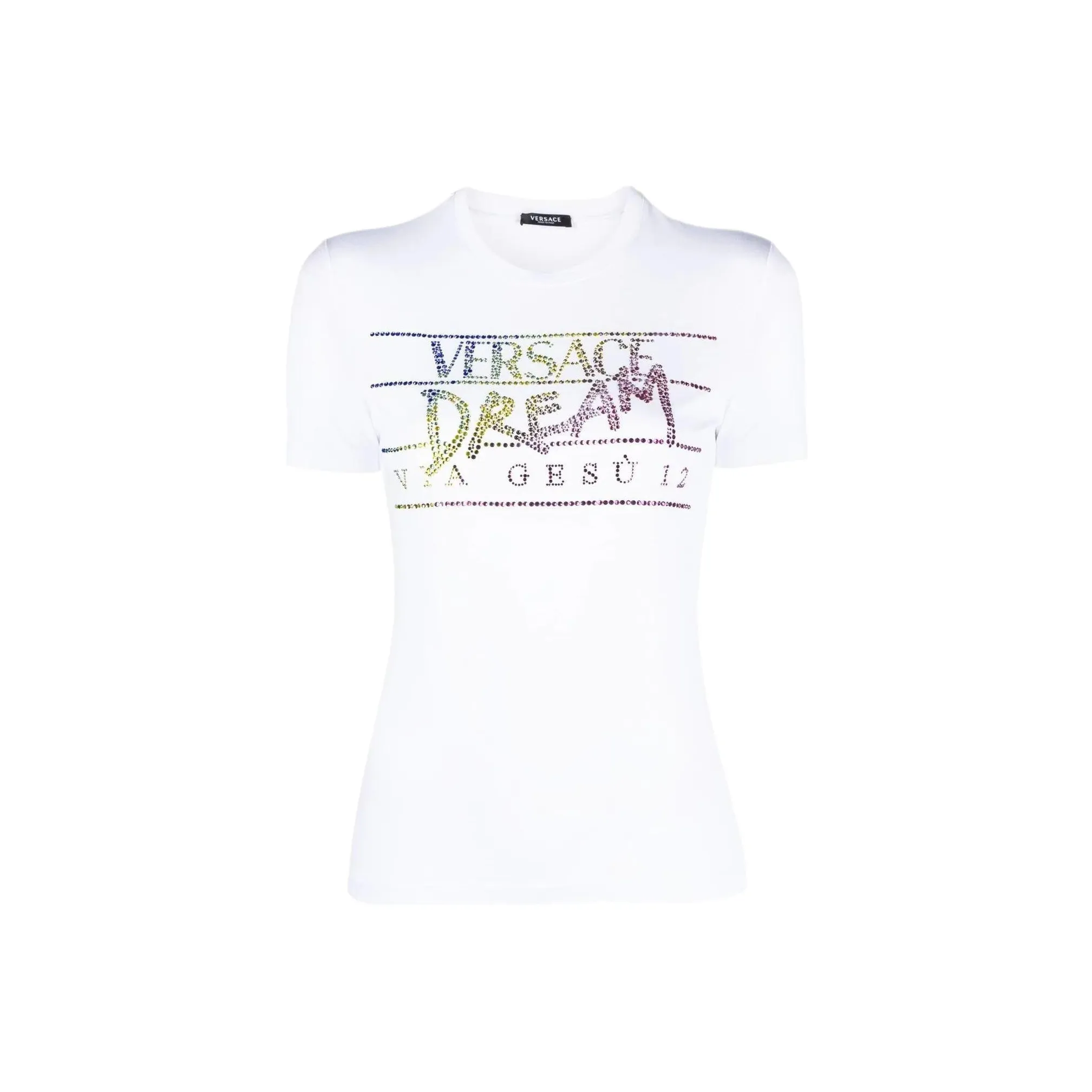 VERSACE Rhinestone embellished Slogan T shirt