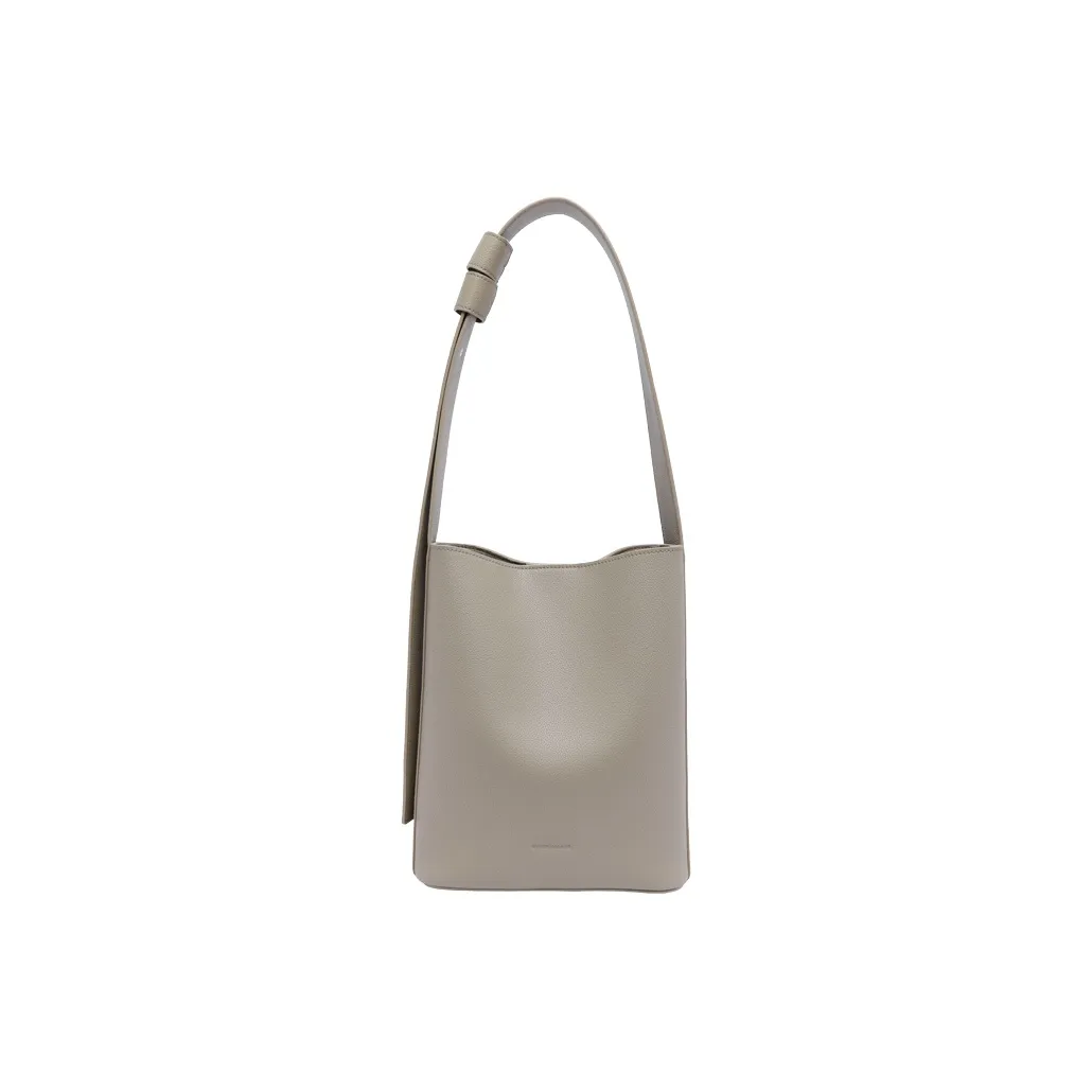 Tanita West Коровья кожа Ведрообразная сумка Сумка через плечо Большая Женская Тренч-серый