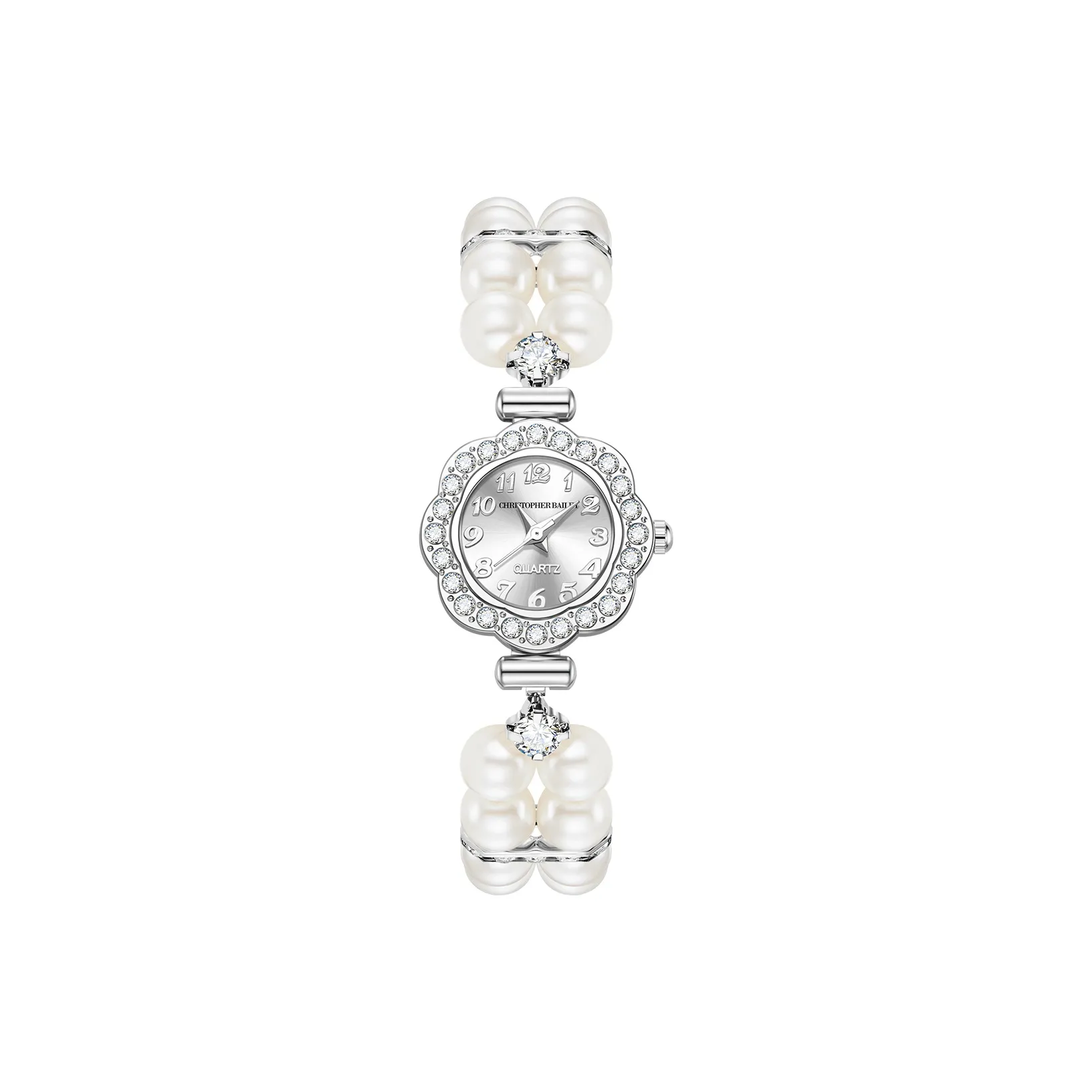 Corriberty Кварцевый механизм Смольный ремешок Женские часы Серебристый циферблат