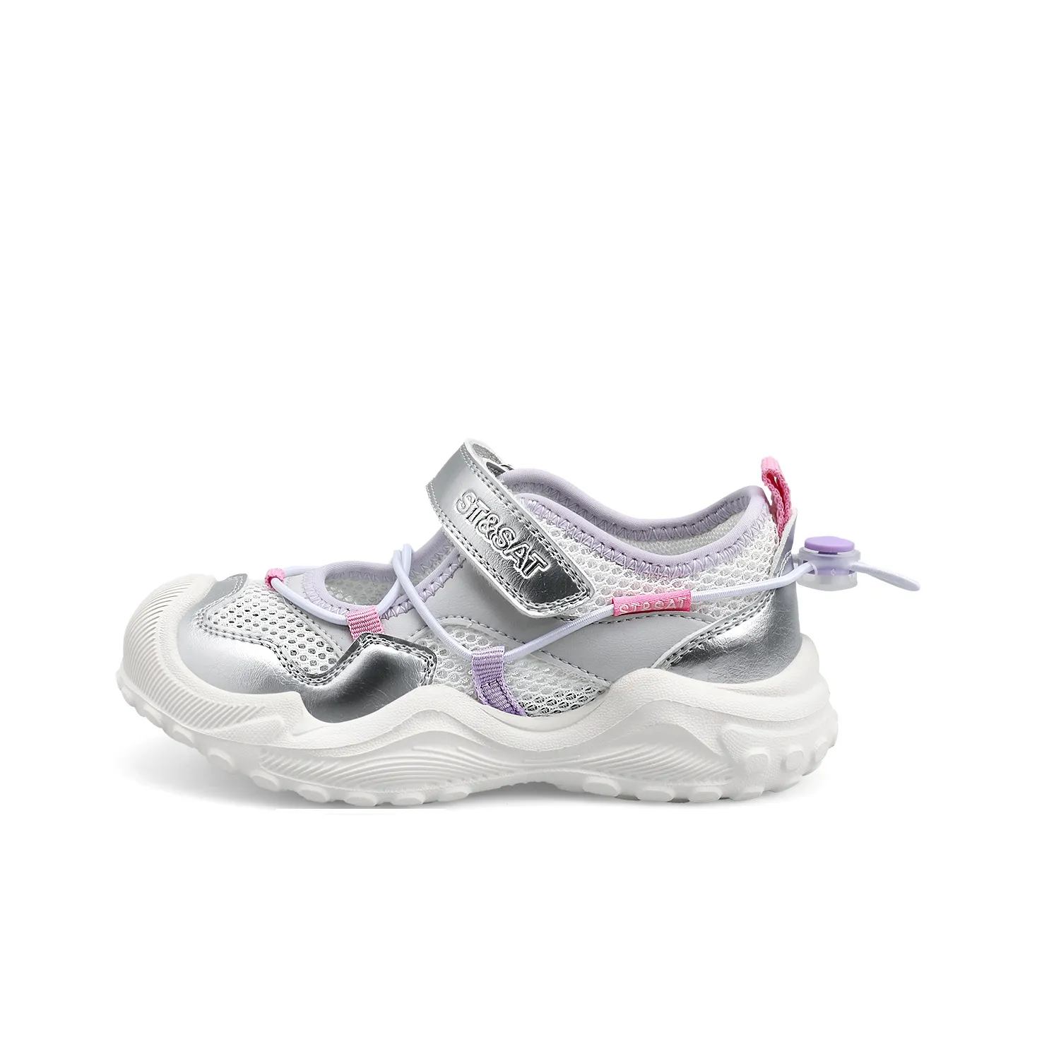 ST SAT KIDS Противоскользящие Анти-КИК Аbrasion-Resistant Дышащие Быстросохнущие Низкие Топы Сандалии Серебристо-фиолетовые Детские