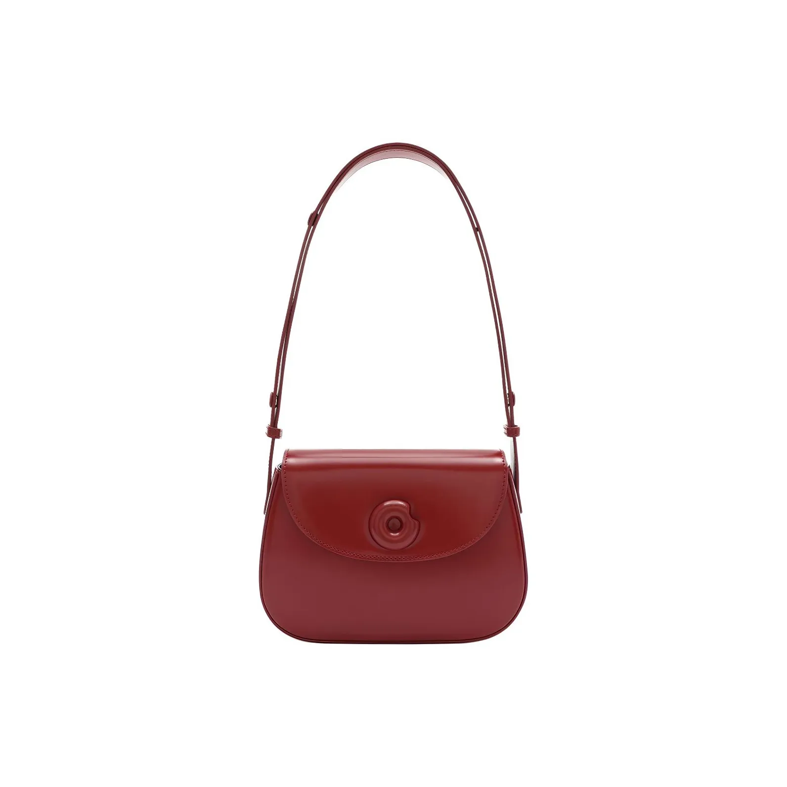 MUVA Cow Leather Advanced Touch Shoulder Bag Vintage Bag Medium Size Women's Party Red/Milkshake White