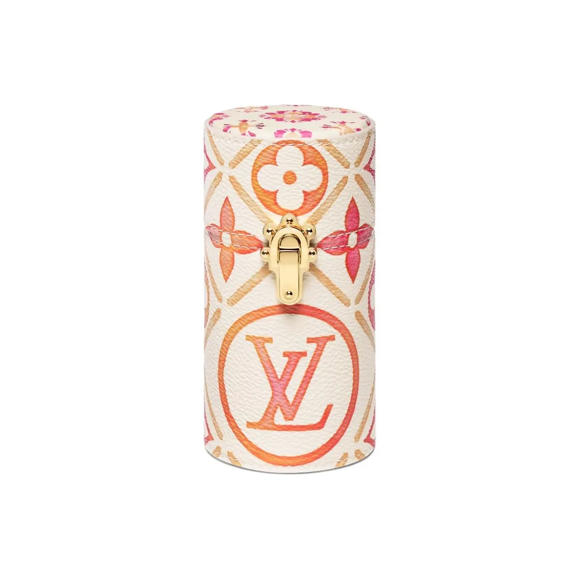 LOUIS VUITTON Monogram Tiles Canvas Perfume Storage Bag Women's Orange & White