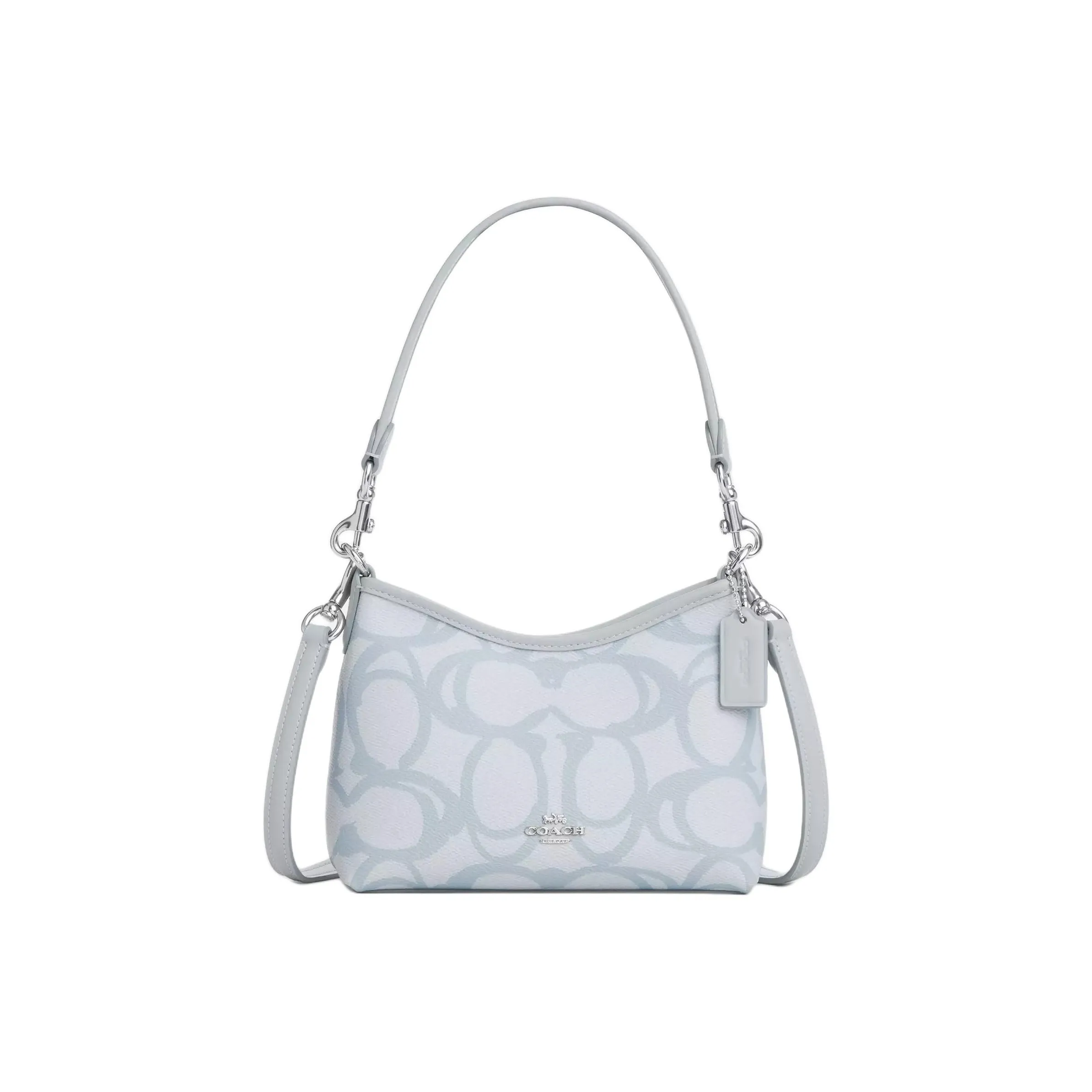 COACH Laurel Покрытый холст Плечевая сумка Маленькая Женская Ледяной синий