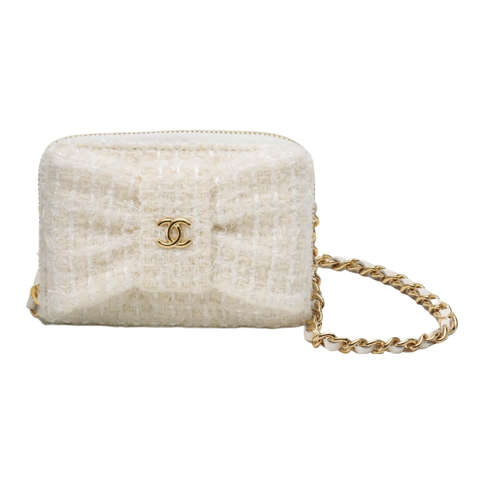 CHANEL Wool Shoulder Bag, Crossbody Bag Women's White