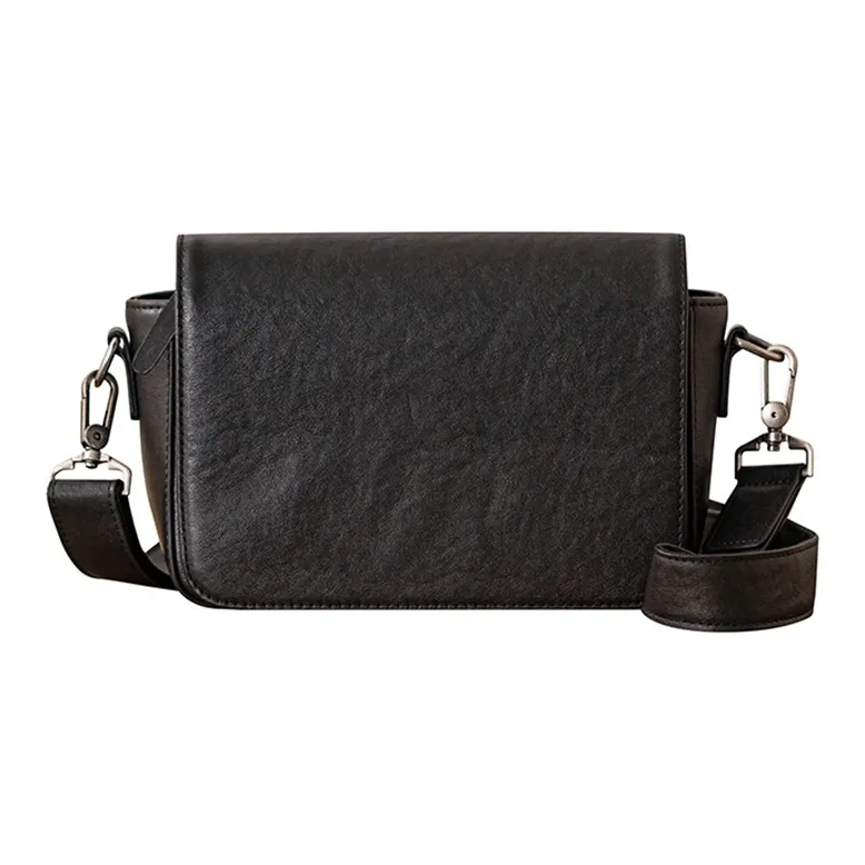 Back Step Натуральная кожа Сумка для доставки из крупнозернистой текстуры коровьей кожи Сумка через плечо среднего размера унисекс Черный