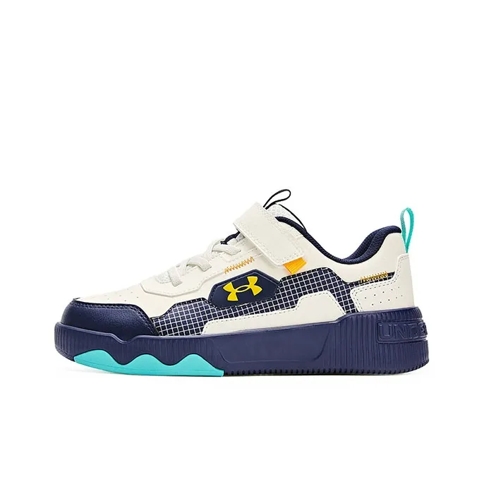 Under Armour Anti KICK Амортизация Устойчивый к истиранию И Дышащий Низкий Топ Детские Беговые Кроссовки Белый Синий Подростки