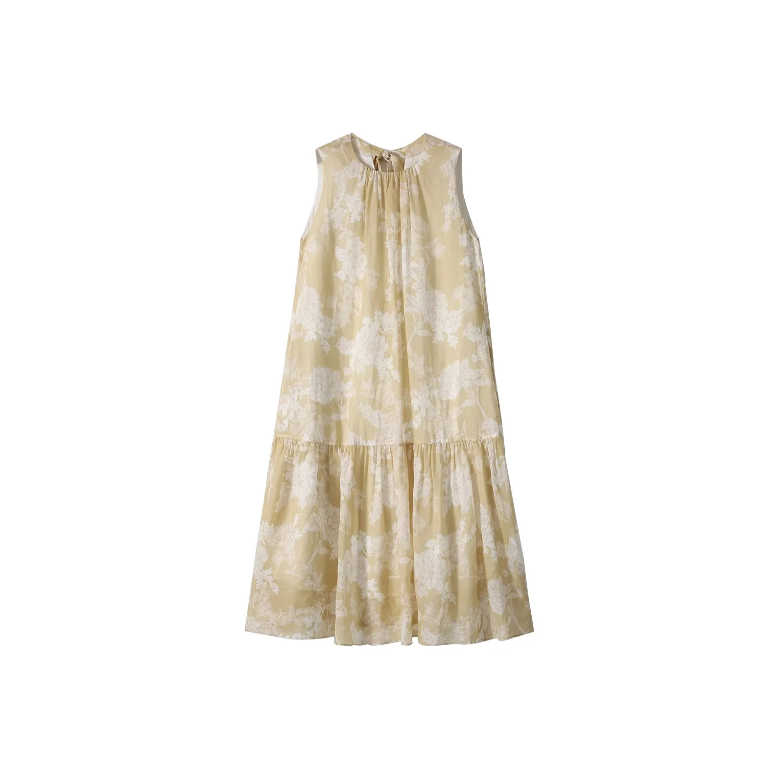 PAZZO Желтый белый Бумага Cut Flower Женские Платья без рукавов