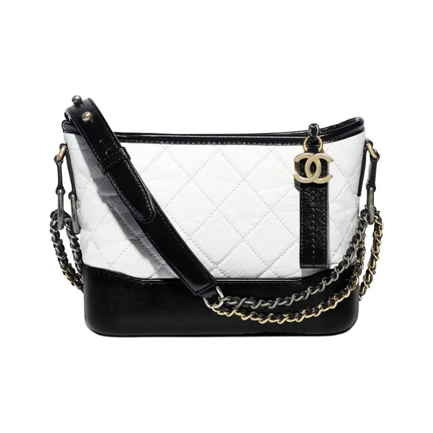 CHANEL Gabrielle Calfskin Hobo Bag, Crossbody Bag, Shoulder Bag Trumpets Women's Black White
