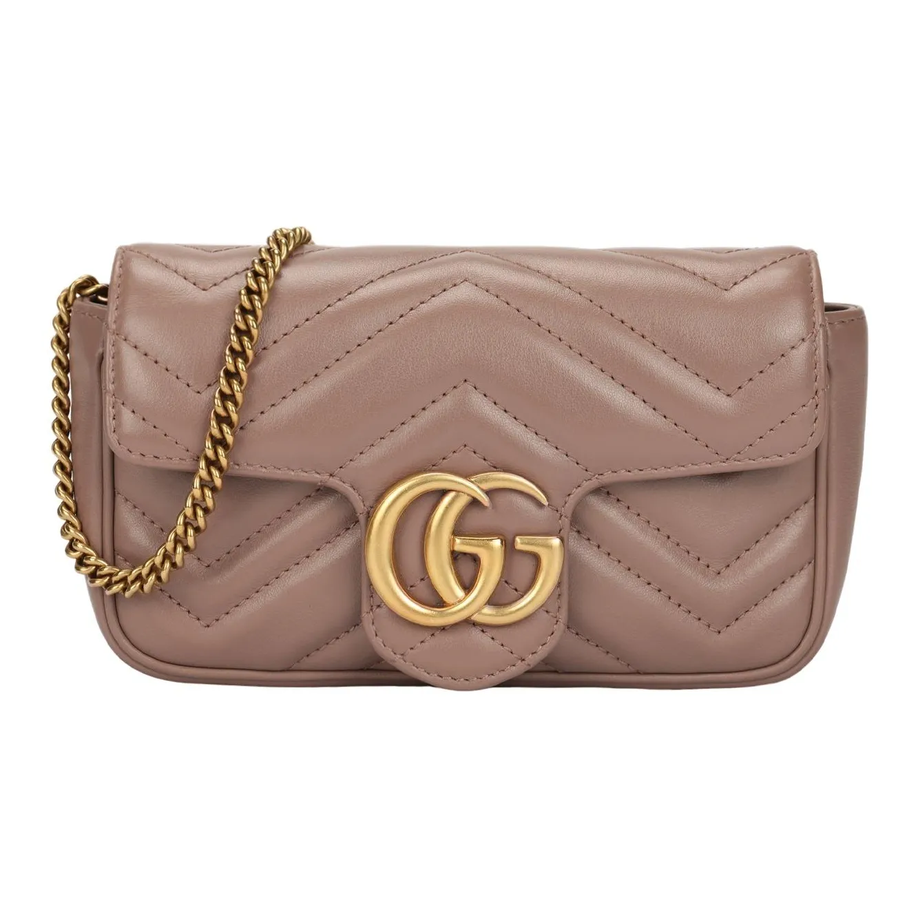 GUCCI GG Marmont Leather Crossbody Bag, Shoulder Bag Extra Mini Women's Milk Tea Nude