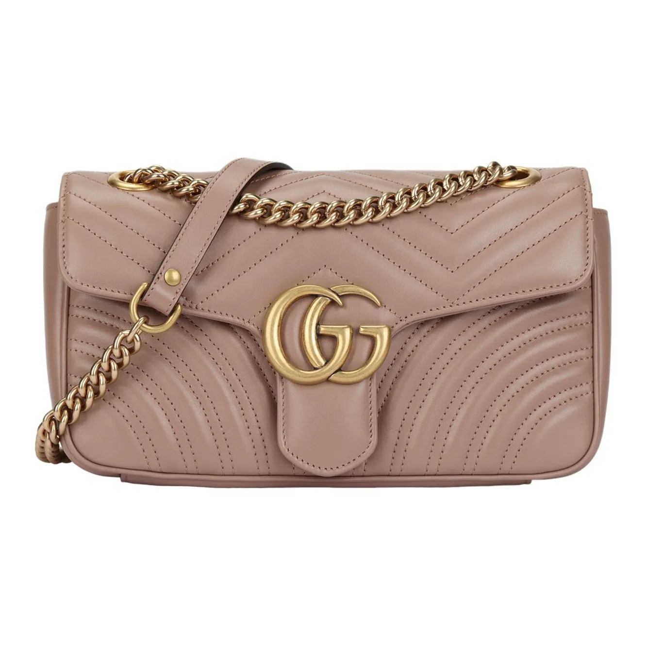 GUCCI Marmont Quilted Leather Chain Bag, Crossbody Bag, Shoulder Bag Women's Nude Pink