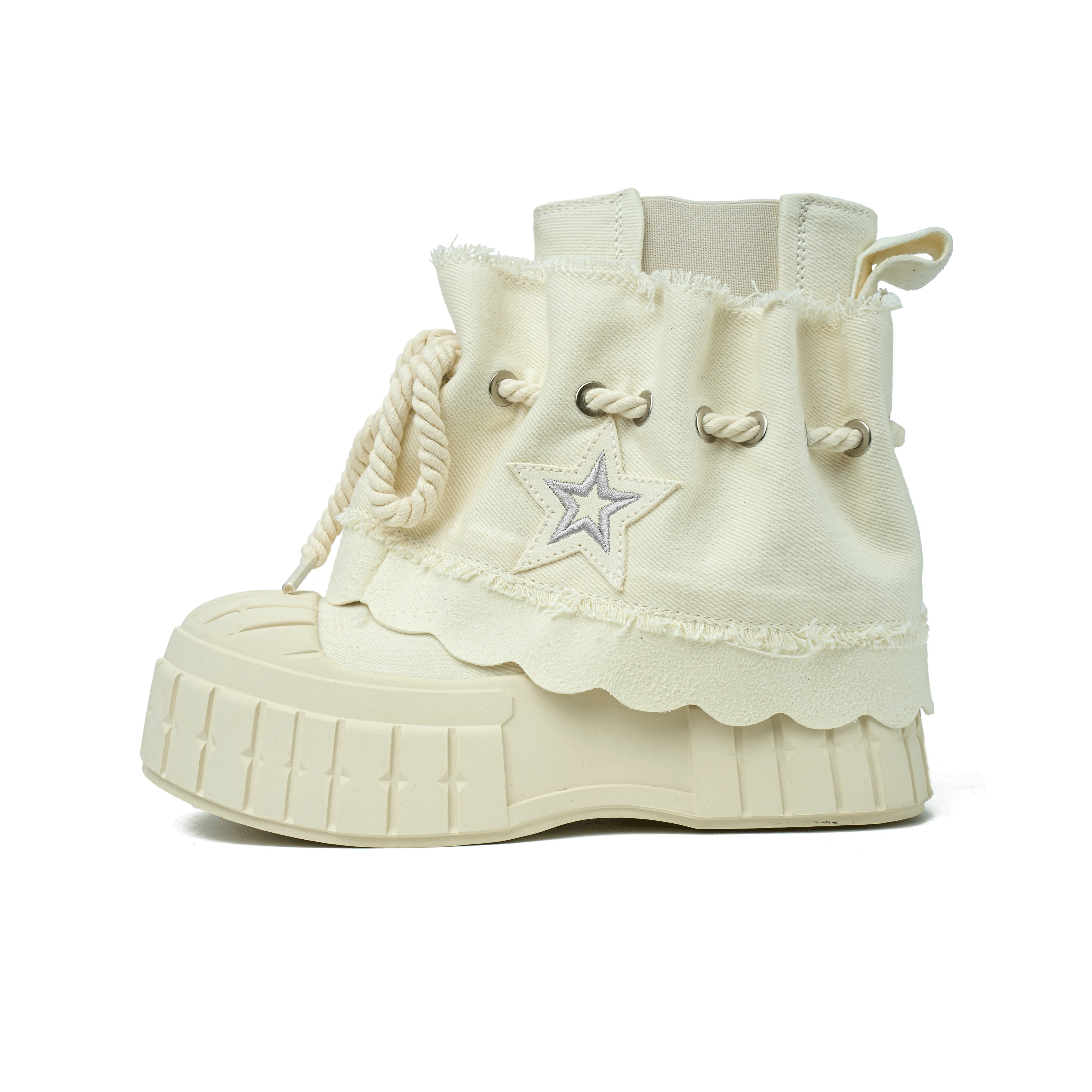 HEIPA Trendy Versatile Pre Осенний Рваные FASHION BOOTS Ботильоны Женские Экрю