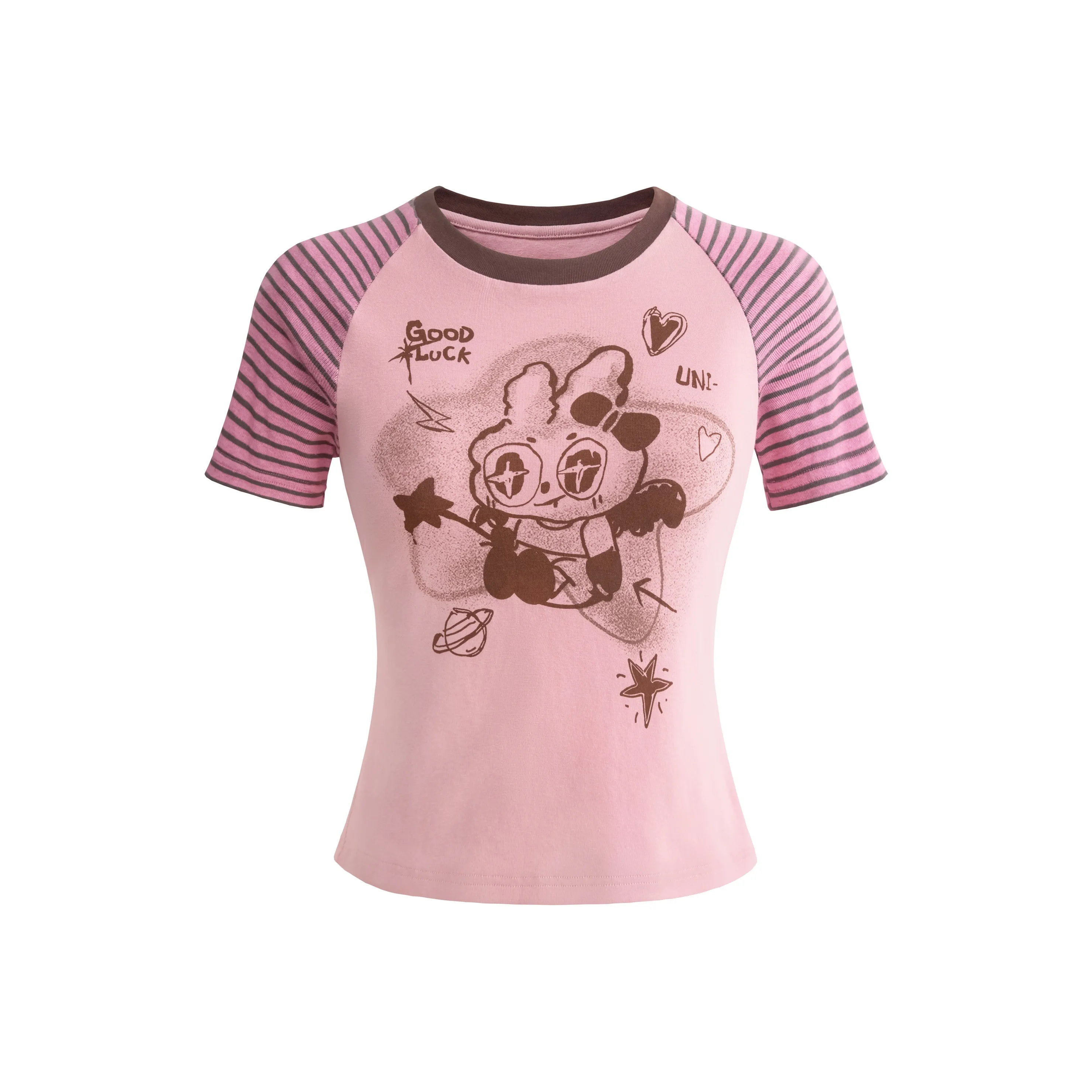 UNIFREE X Graffiti Madman Collaboration Реглан с короткими рукавами T-Shirt Женская