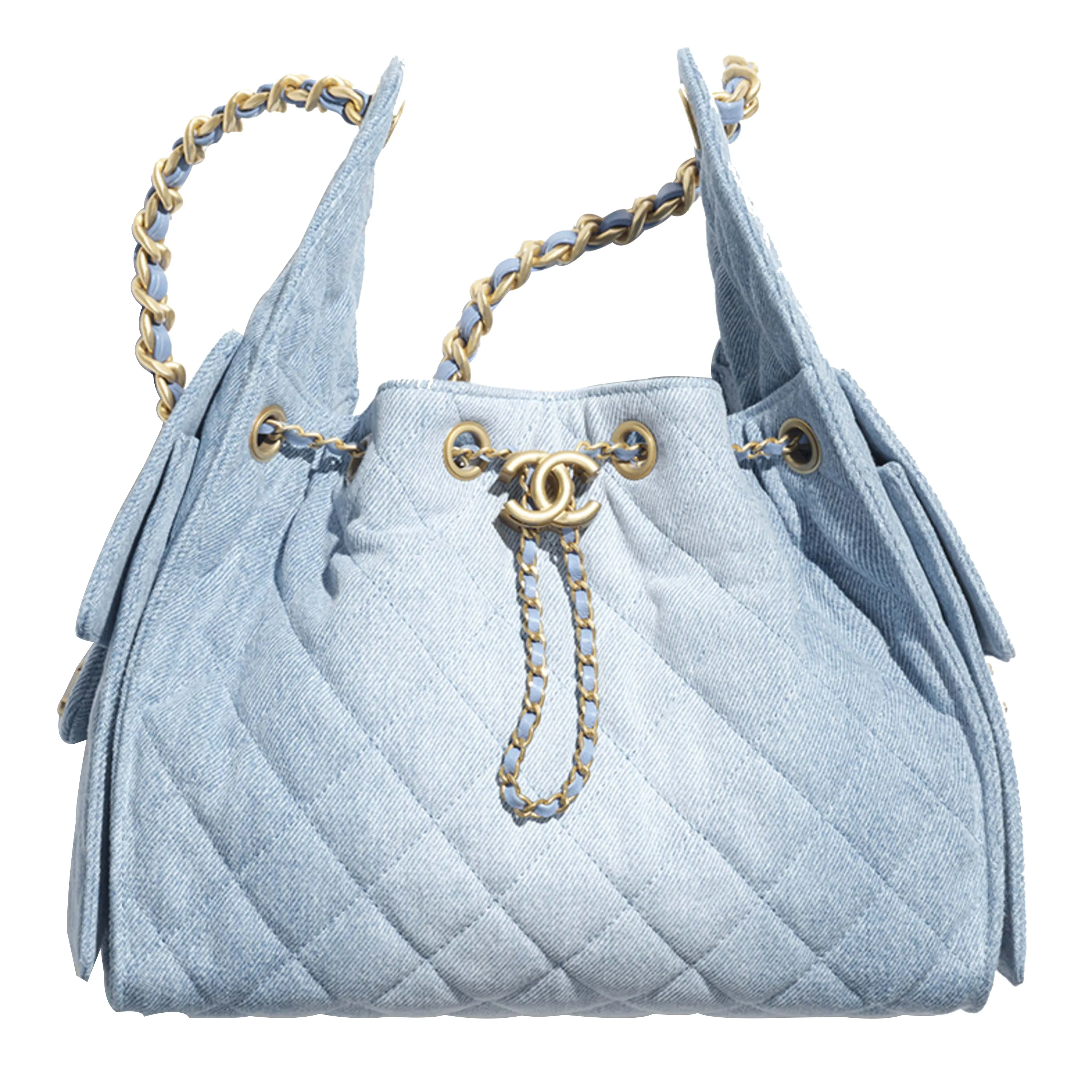 CHANEL 25Bag Washed Denim Shoulder Bag Trumpets Women's Blue